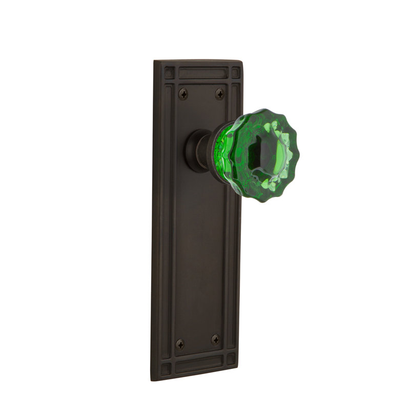 Mission Plate with Crystal Emerald Door Knob, 2 3/8, Oil-Rubbed Bronze
