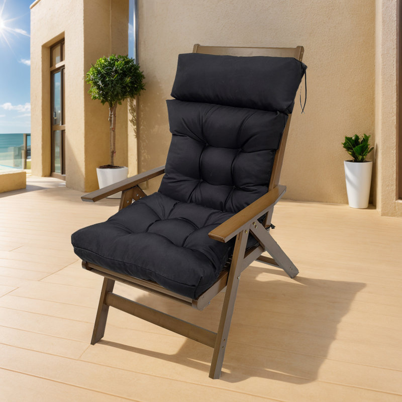 Coussin de chaise Adirondack imperméable avec attaches pour l'extérieur - Coussin de chaise berçante à dossier haut pour patio