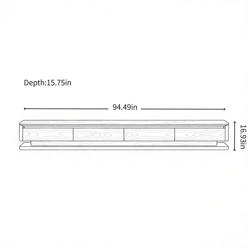 Meuble télé simple et tendance, H 16,93 po x L 94,49 po x l 15,75 po