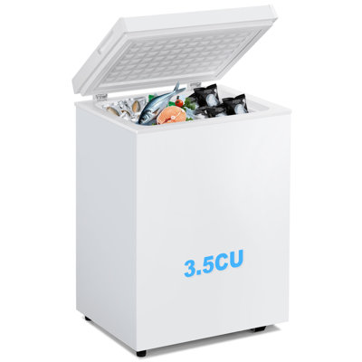 Congélateur de coffre compact BacklD de 3,5 pi³ avec porte à ouverture supérieure, 7 réglages de température, panier intérieur et de rangement amovibles, pied réglable