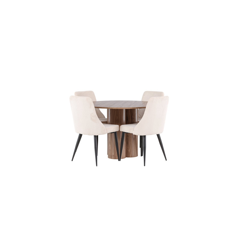 Flaxt 4 - Person Dining Set, Brown