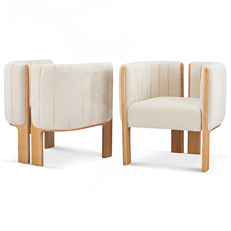 Ensemble de 2 chaises de salle à manger, Beige, Naturel