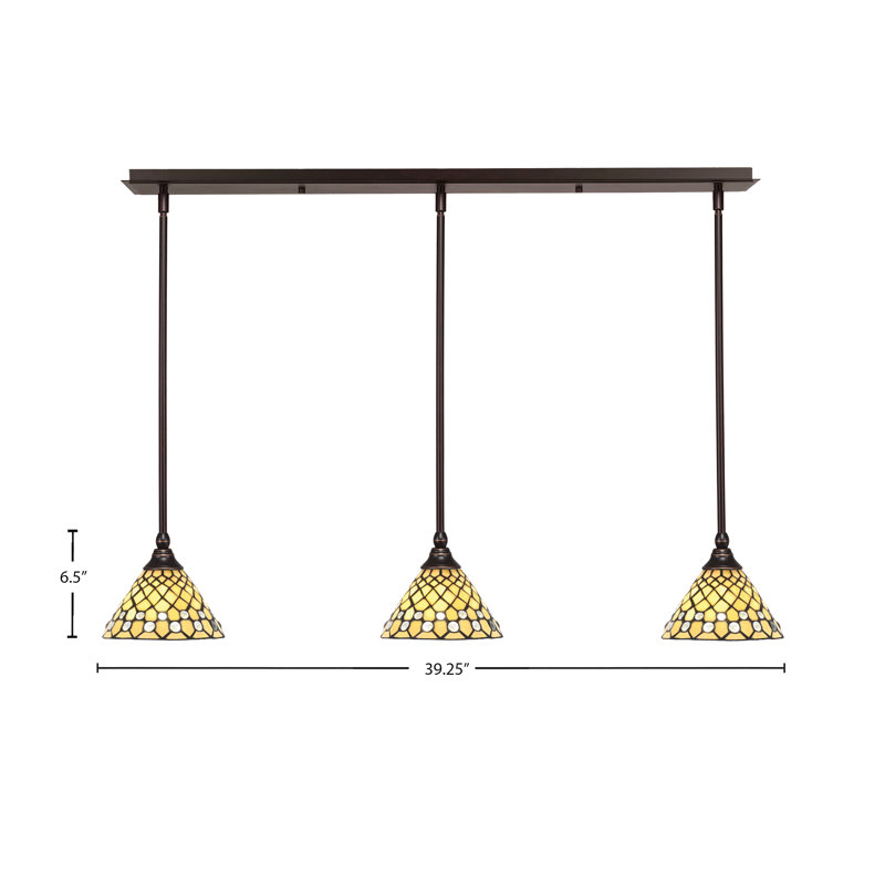 Luminaire suspendu linéaire 3 lumières 3 lumières, H 6,5 po x l 39,25 po x P 7 po, Bronze huilé