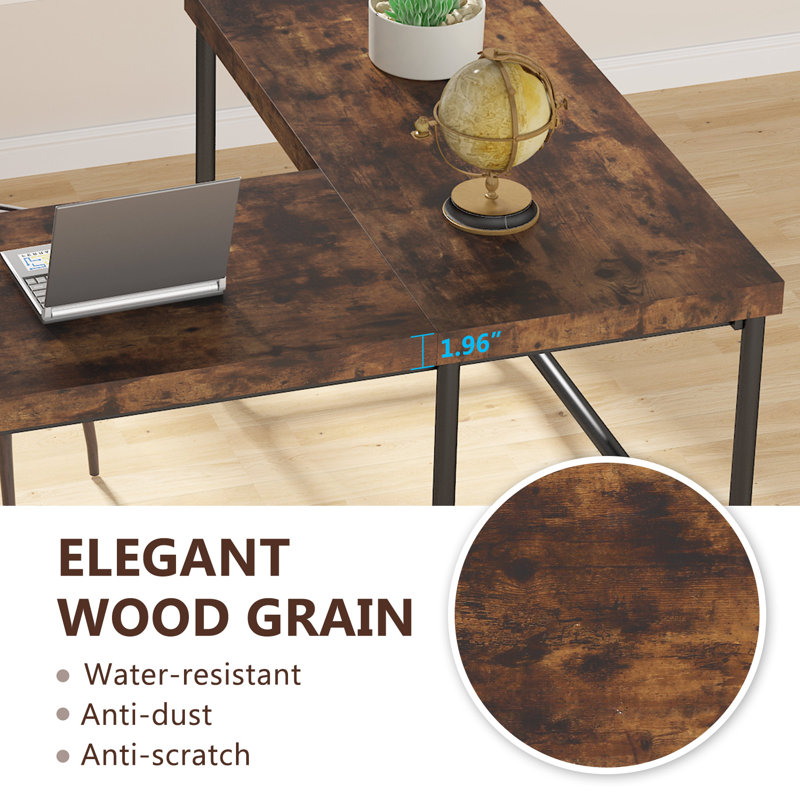 Aves L-Shaped Metal Base Computer Desk