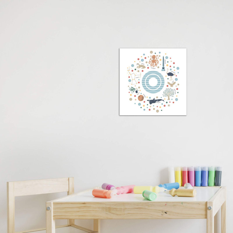 Lettre illustrée O bleue - impression, Toile tendue, Pas de tapis, H 37 po x l 37 po x P 1,5 po