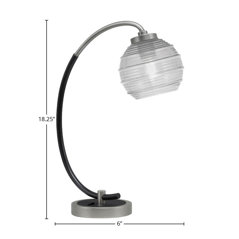 Lampe de bureau en acier inoxydable Bretas, Graphite / noir mat, Transparent