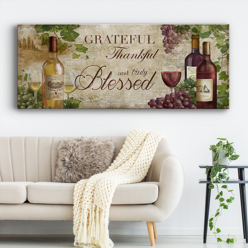 «Grateful Wine», toile tendue avec châssis, H 12 po x l 30 po x P 1,5 po