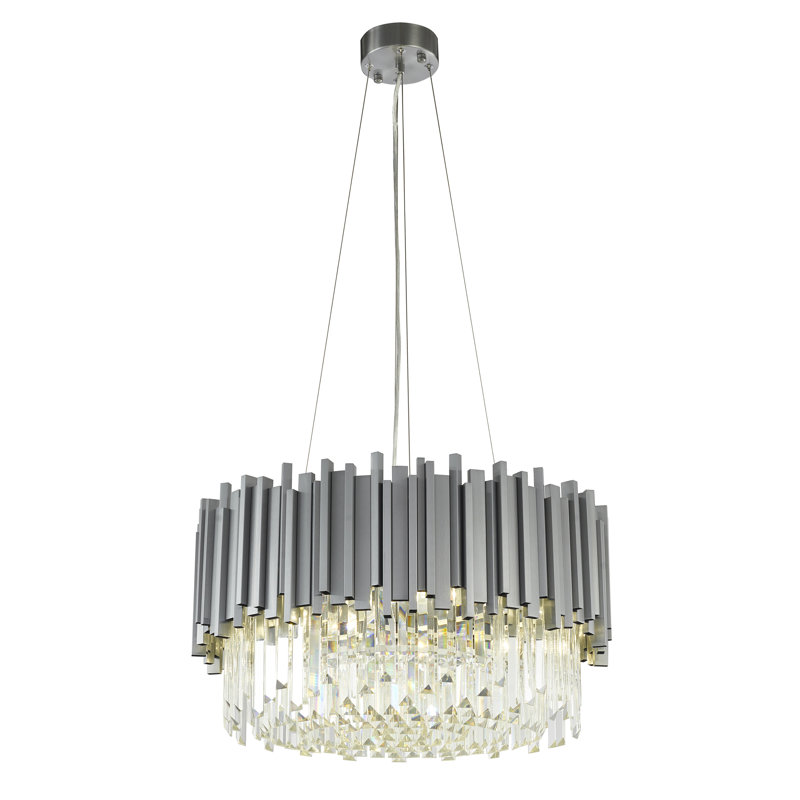 Transitional 6 Light Chrome Crystal Round Chandelier, Silver, 11.8" H x 16" W x 16" D