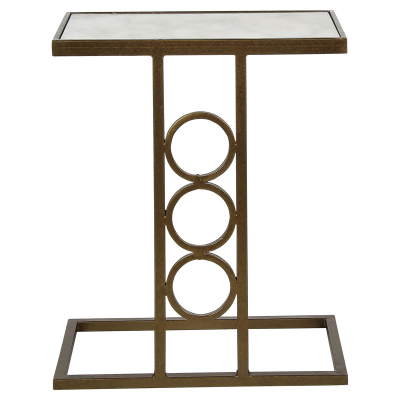 Ringlet End Table, Bronzed Brass, Carrera Marble