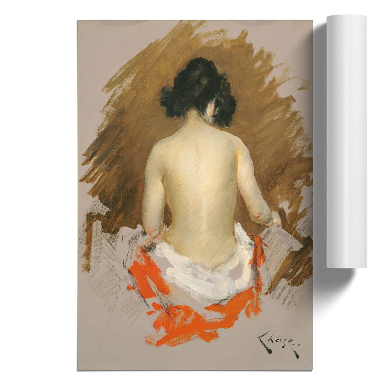 Nude Study by William Merritt Chase - No Frame Painting, 59cm H x 42cm W x 0.1cm D