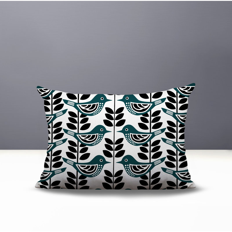 Oreiller rectangulaire réversible intérieur / extérieur Kandice Bird, Rectangle H 14 po x l 20 po, Émeraude