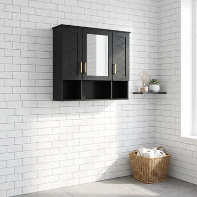 Armoire à pharmacie murale deux-en-un avec tablettes réglables, portes à fermeture en douceur et miroir haute définition pour le rangement de salle de bain moderne