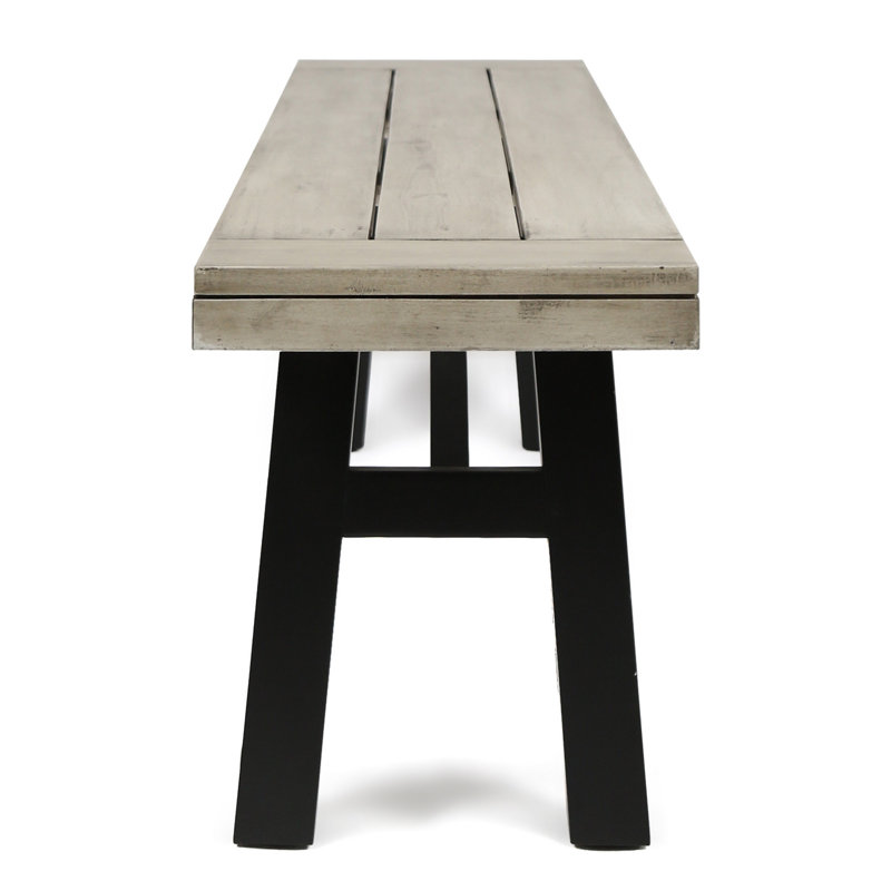Ensemble de 2 bancs d'extérieur Wren, panneau de lattes, bois d'acacia gris 63 pouces