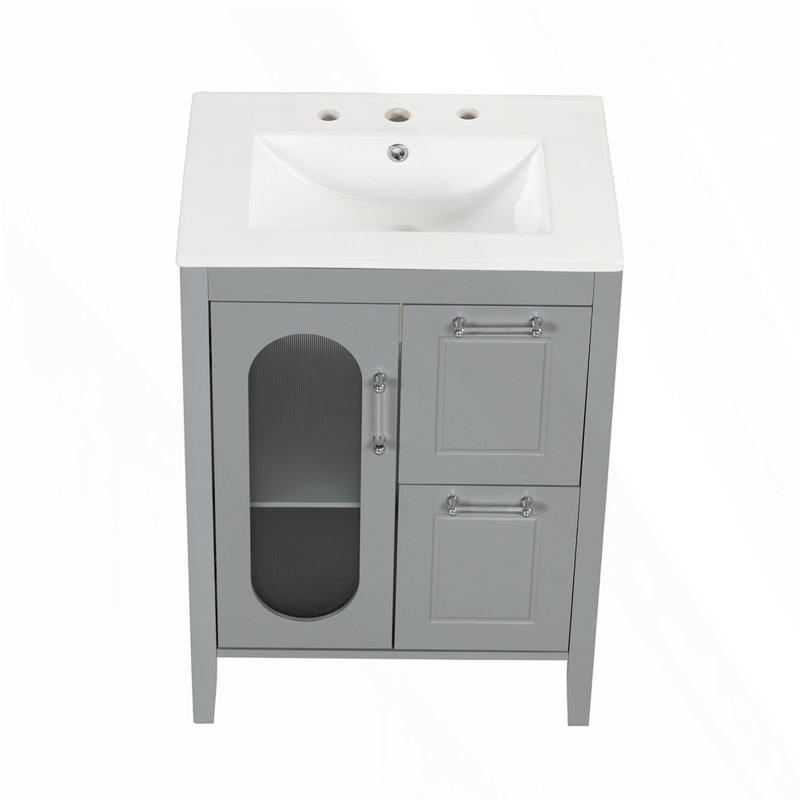 Meuble-lavabo 24 po avec lavabo, Gris