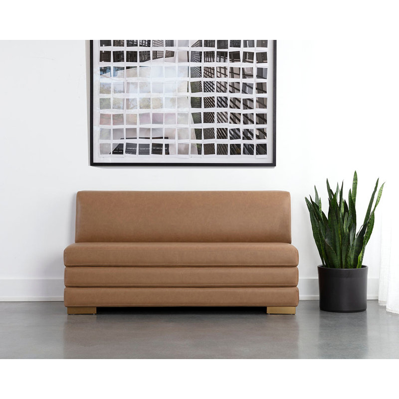 Radcliff Upholstered Dining Bench, Milliken Cognac