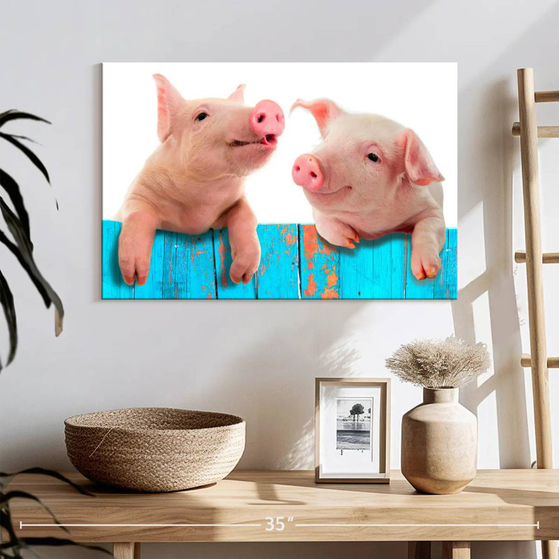 Fence Pigs, 16" H x 24" W