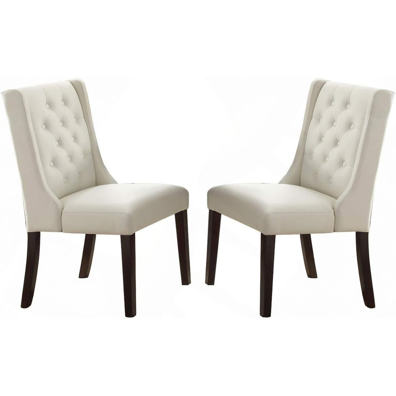 Ensemble de 2 chaises de salle à manger modernes en similicuir capitonné blanc