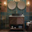 Meuble-lavabo moderne cannelé de 30 po avec plateau en pierre frittée, vasque interchangeable, portes en bois massif et tablette ouverte (noyer)