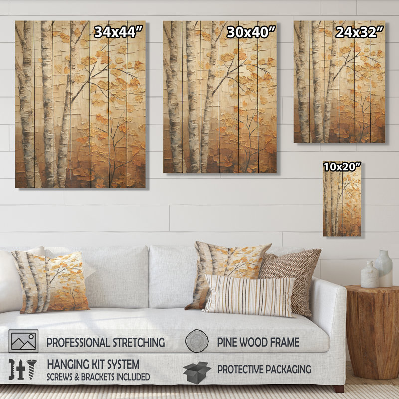 Minimalism American Basswood Tree II - Tree On Wood Print, 40" H x 30" W
