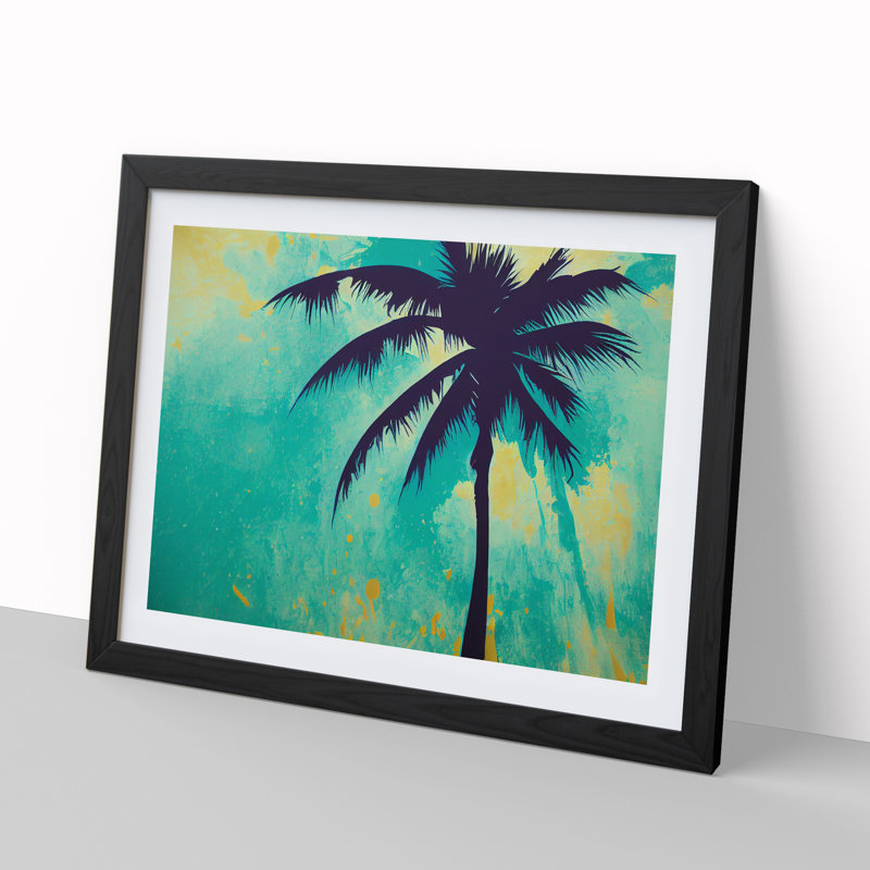 XH1022-6765X Palm Tree Splash Vol.1 Abstract - Single Picture Frame Print, 34cm H x 46cm W x 2cm D, Black