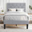 Twin Size Bed Set Upholstered Platform With Adjustable Diamond Tufted Headboard-2050283687