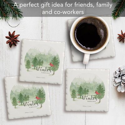 Winter Blessings 4-Pack Tumbled Tile Stone Coasters