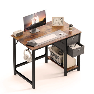 Bureau d'écriture moderne simple avec bureau à 2 niveaux, rustique rétro, 47 po