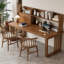 Bureau de direction rectangulaire en bois massif avec tiroirs Walnut-748348491