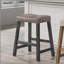 Tabouret de bar 25 po en bois avec siège en cuir, tabouret de comptoir sans dossier (gris, ensemble de 2)
