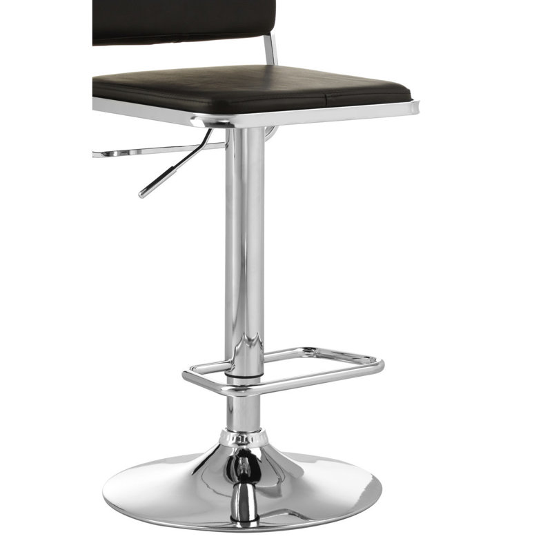 Sallisaw Swivel Upholstered Adjustable Height Counter Stool with Metal Frame, Black