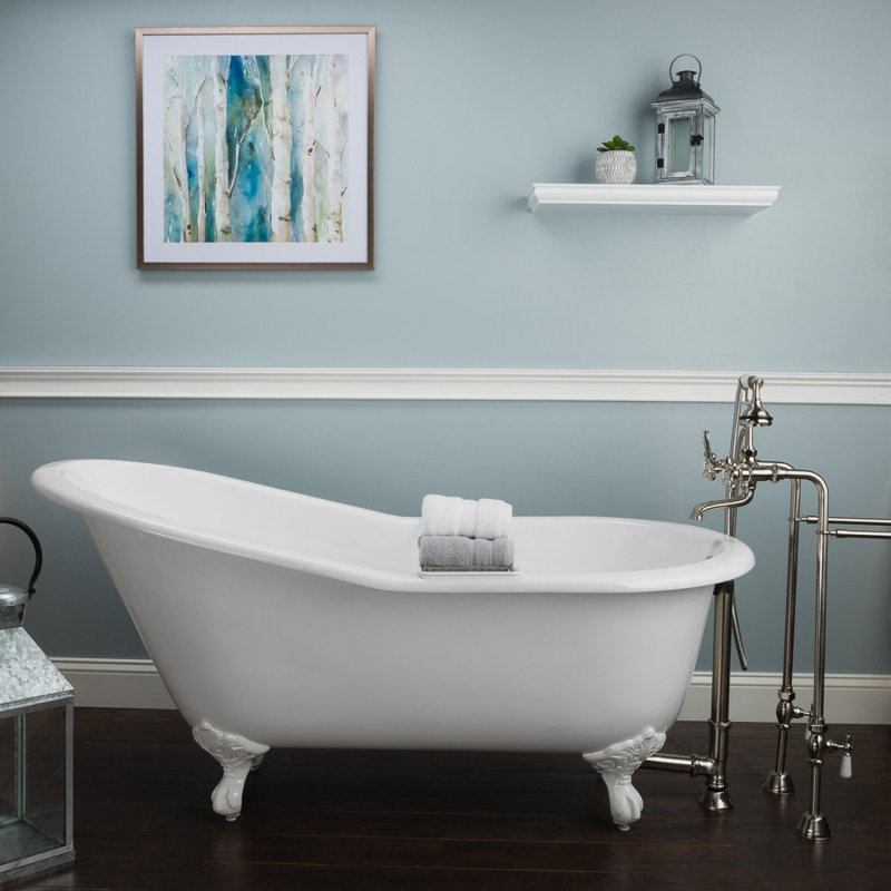 Mila 67'' x 30'' Soaking Porcelain Bathtub, White