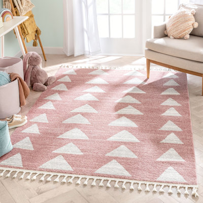 Kennedy Triangles Pink Children's Rug