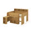 Lit mezzanine double avec bureau à roulettes intégré, 8 tablettes de rangement et lumières DEL-930974273