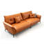 Canapé modulaire orange en cuir véritable
