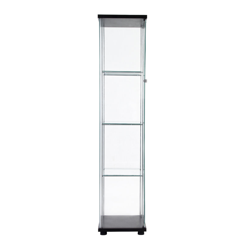 One Door Glass Cabinet Glass Display Cabinet With 4 Shelves,