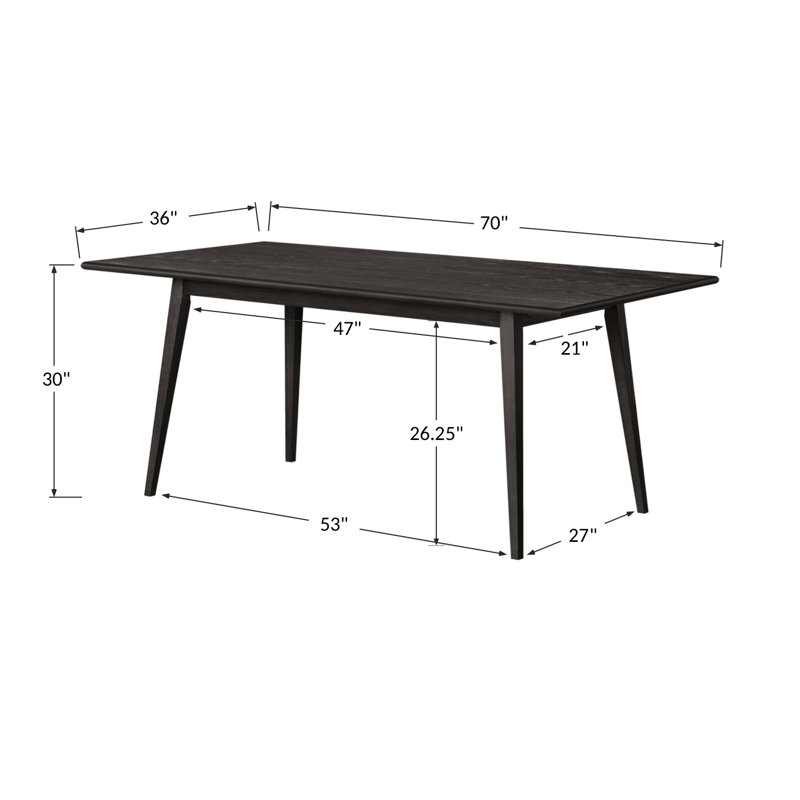 Amarlia Solid Wood Writing Desk, Charcoal