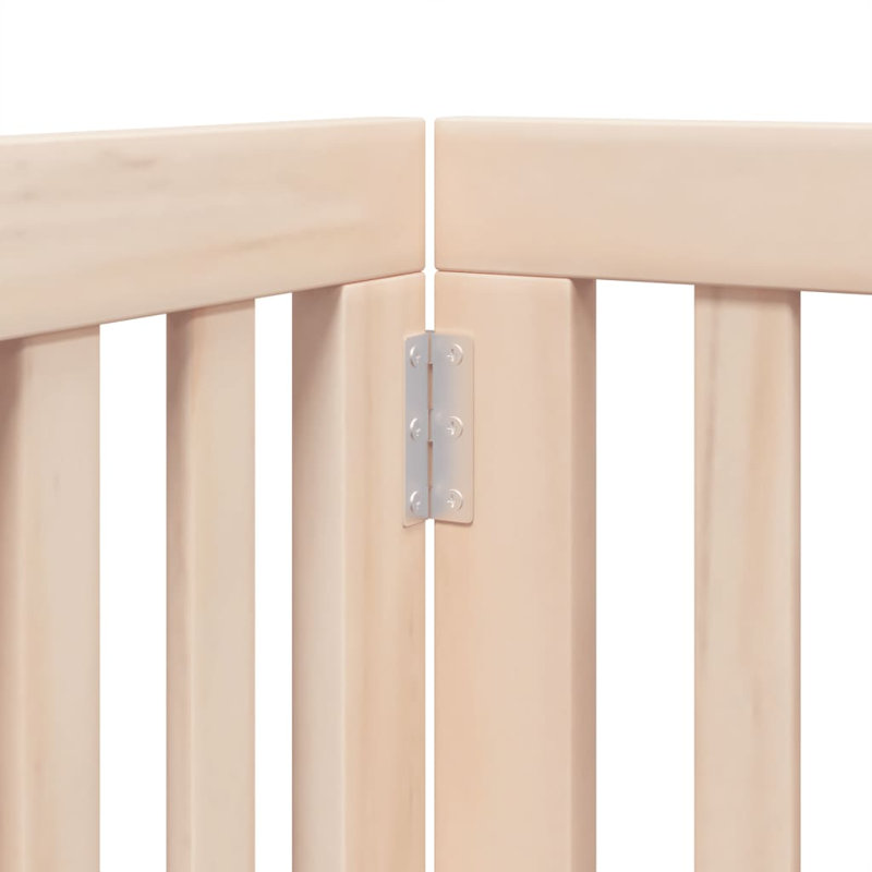 Archie & Oscar Dog Gate With Door Foldable 9 Panels Brown 450 Cm Poplar Wood, Beige, 60cm H x 450cm W x 2cm D