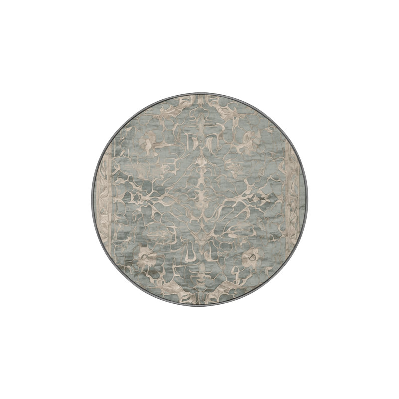 Machine Washable Gray Area Rug, Round 6'