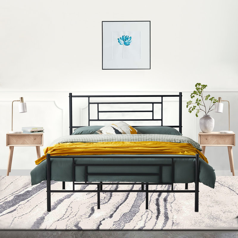 39.3" Bed Frame with Dual Center Support, Queen