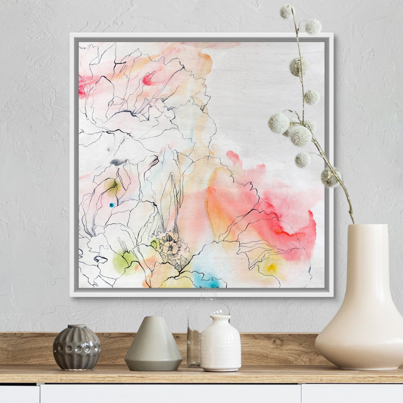 Reproduction d'art sur toile, Cadre flottant blanc, H 18 po x l 18 po x P 1,75 po