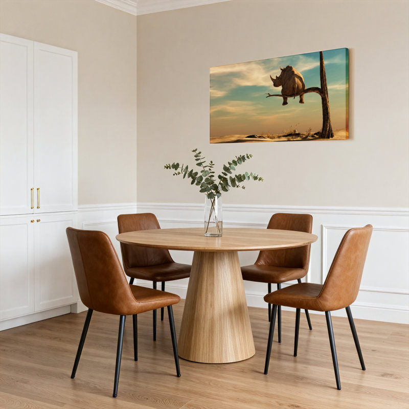 «Rhino On Tree Branch», ensemble de 1 reproduction d'art sur toile tendue, H 16 po x l 32 po