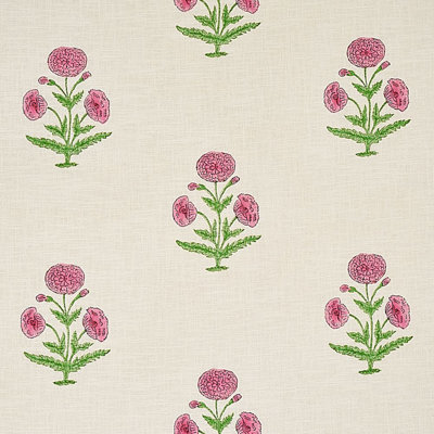 Schumacher x Molly Mahon Poppy Hand Block Print Fabric