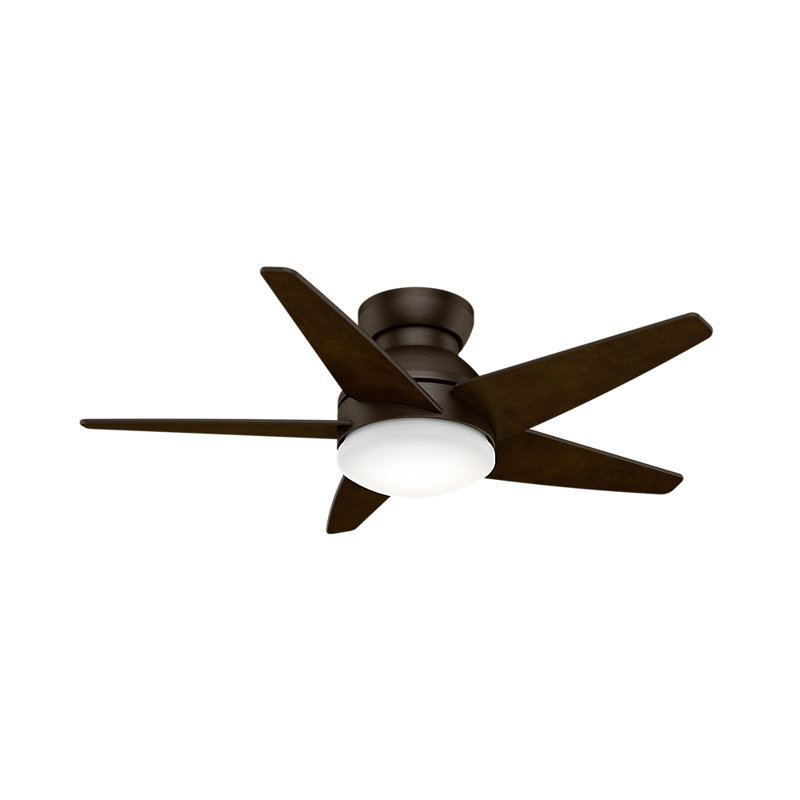 44" Isotope 5 - Blade LED Flush Mount Ceiling Fan with Wall Control and Light Kit Included, Brushed Cocoa