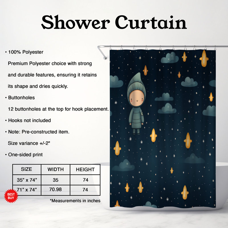 Rideau de douche Silent Night - Premium, H 74 po x l 71 po