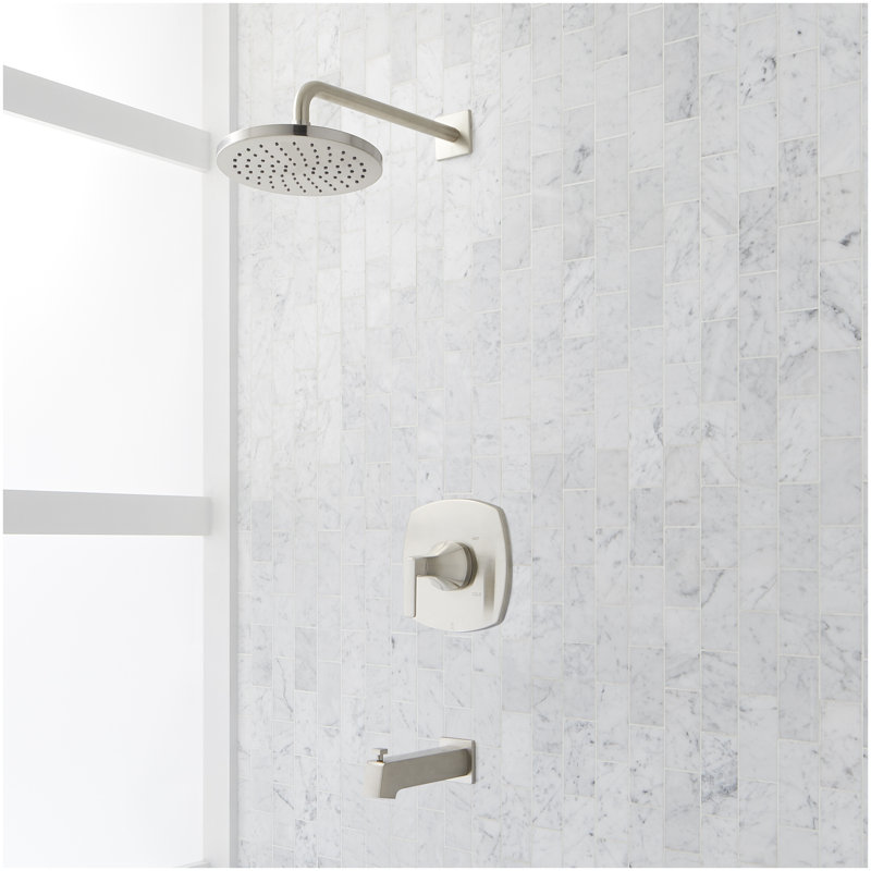 Sefina Pressure Balance Tub and Shower System - Brushed Nickel, Brushed Nickel