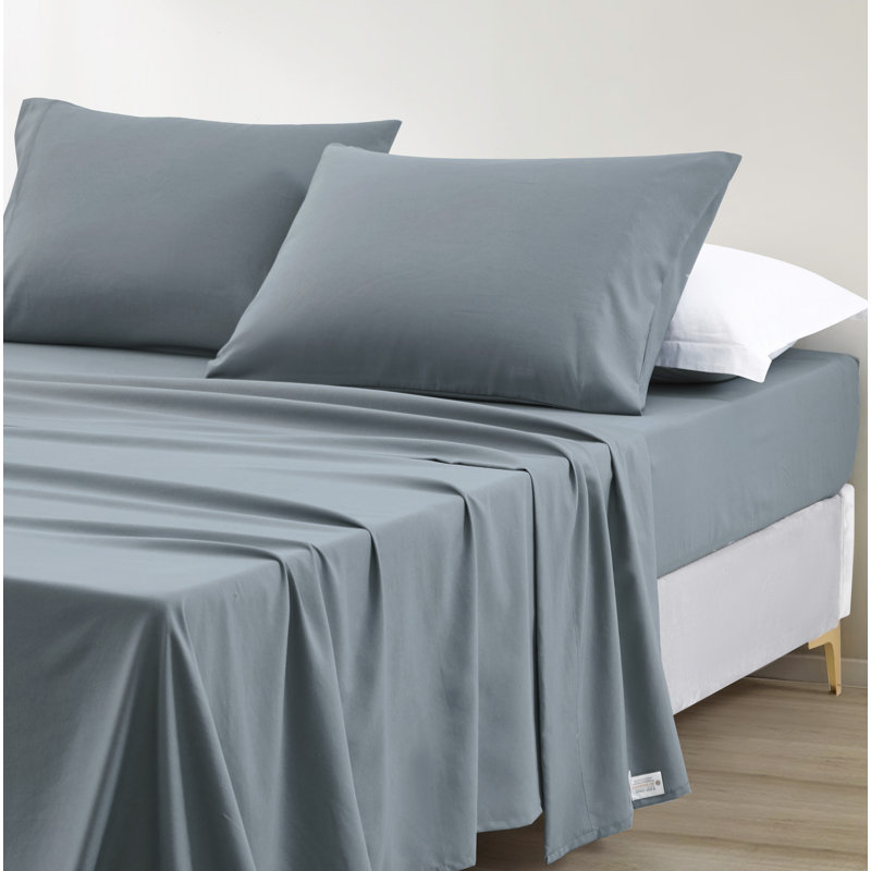 Washed Microfiber Bedding Microfiber Sheet Set, Cal.King Sheet Set + Fitted Sheet + 2 Pillowcases, Dusty Blue