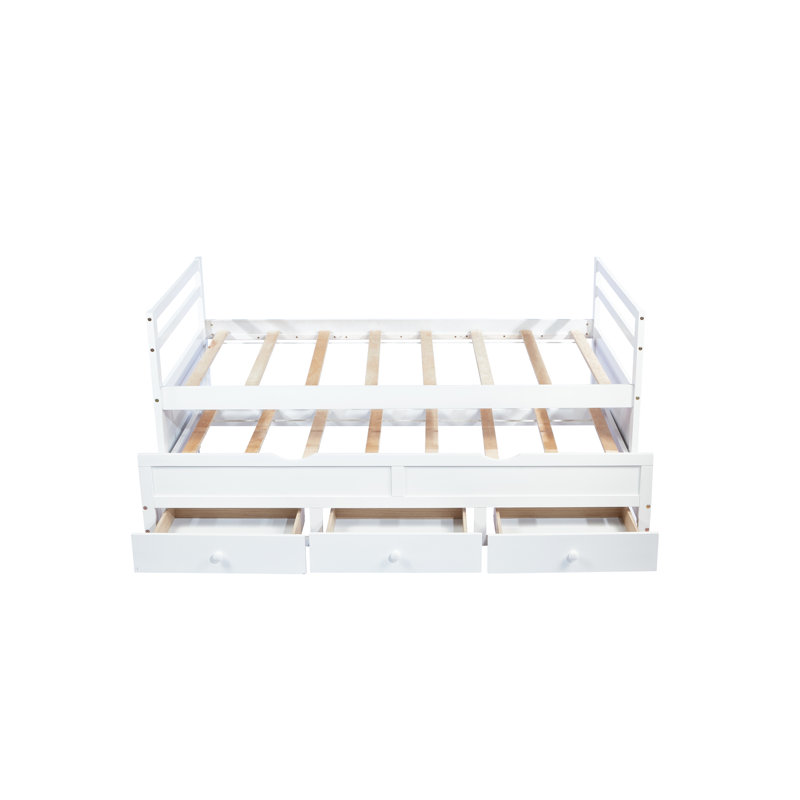 Lit simple blanc avec tête de lit, lit gigogne et style moderne - tiroirs de rangement optionnels pour chambre à coucher et meubles peu encombrants