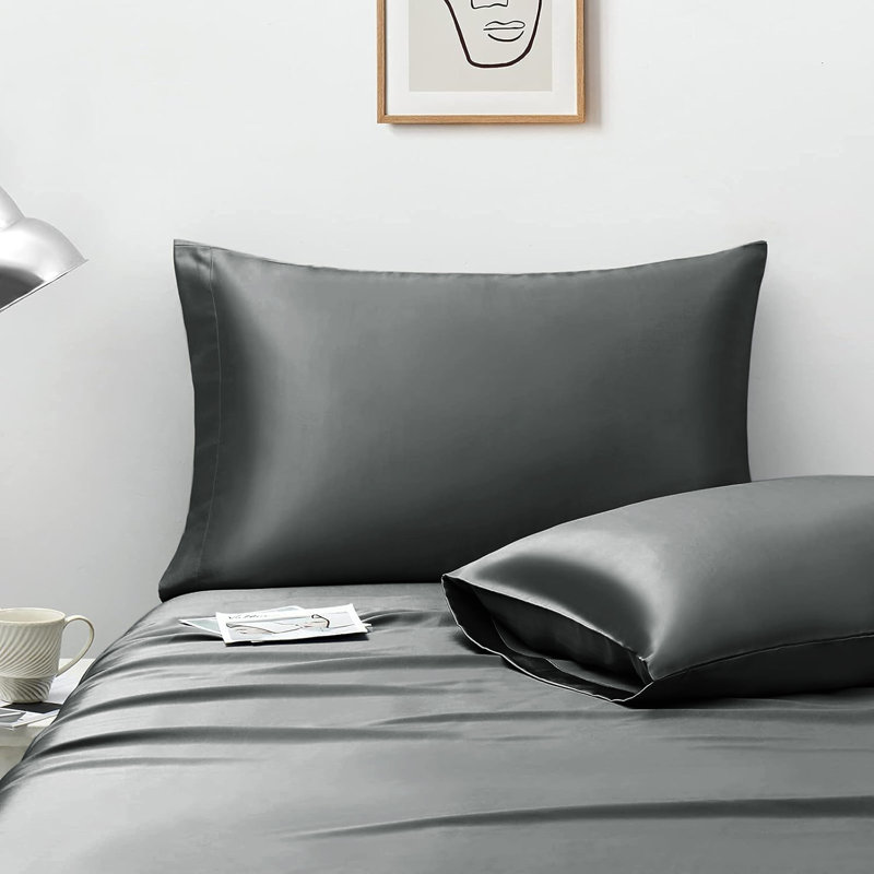 Satin Standard Pillowcase - Set of 2, Charcoal