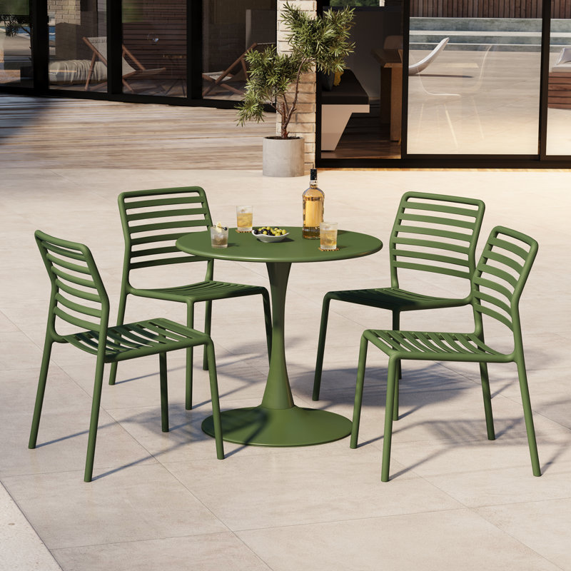 Ensemble repas d'extérieur rond, Vert