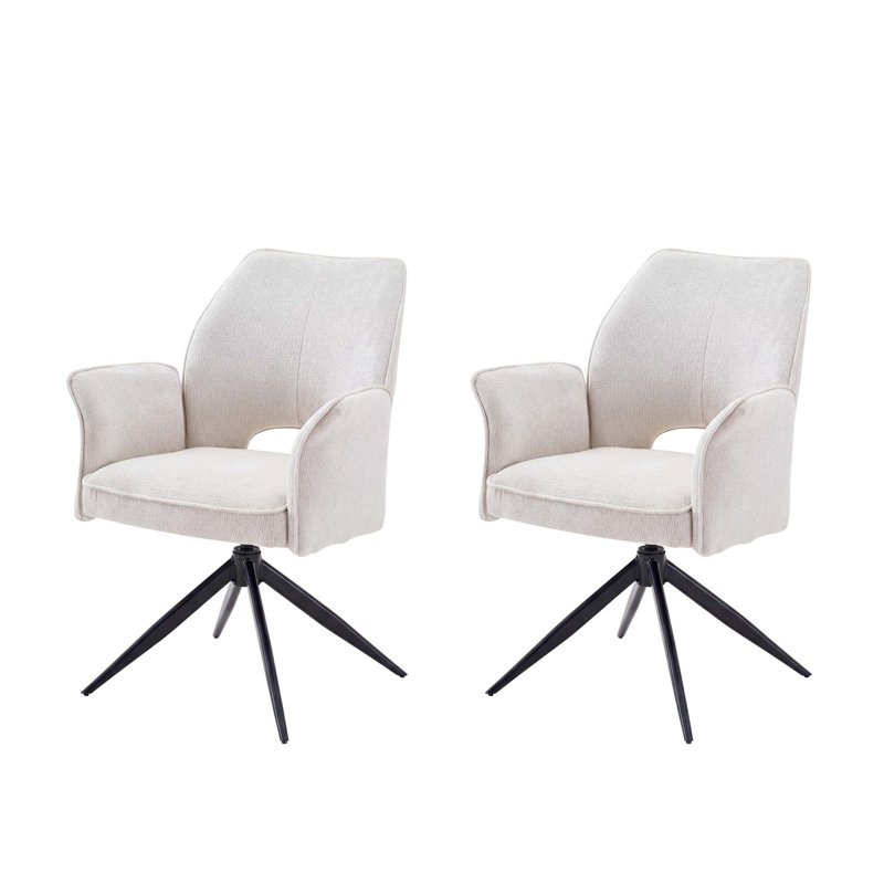 Ensemble de chaises de salle à manger rotatives modernes avec coussins moelleux, Blanc